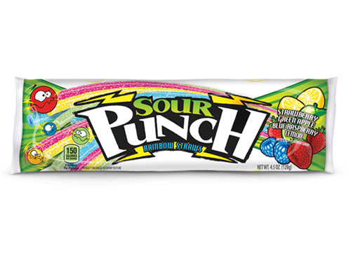 Sour Punch Straws Rainbow Flavor 2 oz (Box of 24 Packs) Buy It at www.UsaCandyWholesale.Com