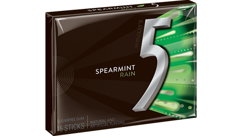 5 Gum By Wrigley's Spearmint Rain Flavor Sugar Free Gum Quantity 15 Sticks Per Pack 10 Packs Per Box Sweet Browse at UsaCandyWholesale.Com