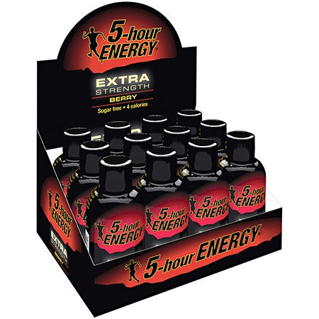 5 Hour Energy Drink Extra Strength Berry Flavor Zero Sugar Each Bottle 1.93 oz Quantity 12 Bottles Per Box Happy Browse at UsaCandyWholesale.Com