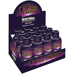 5 Hour Energy Drink Extra Strength Grape Flavor Zero Sugar 2 oz Each Bottle Quantity 12 Pieces Per Box Happy Browse at UsaCandyWholesale.Com