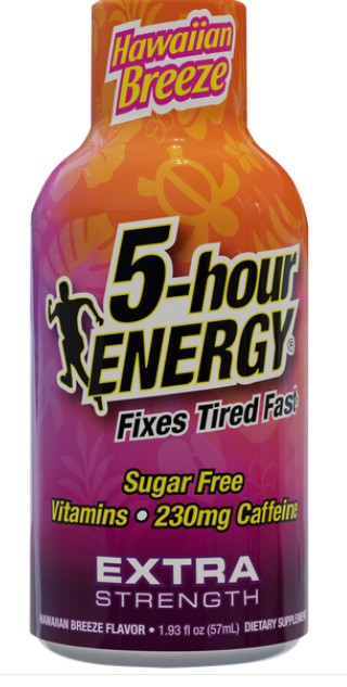 5 Hour Energy Extra Strength Sugar Free Hawaiian Breeze Flavor Each Bottle1.93 oz Quantity 12 Bottles Per Box Happy Browse at UsaCandyWholesale.Com
