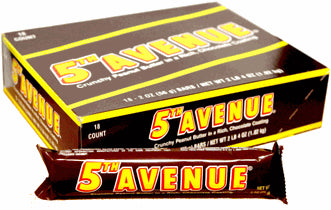 5th Avenue Crunchy Peanut Butter In Milk Chocolate Coating Each Bar 2 oz Quantity 18 Bars Per Box Sweet Browse at UsaCandyWholesale.Com