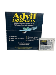 Advil Liquid-Gels 200 mg the Box Bring 50 Pouches of 2 Pills In Each Packet Quantity 2 Pills Per Packet 50 Packets Per Box Happy Browse at UsaCandyWholesale.Com