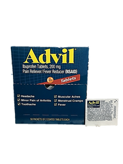 Advil Tablets 200 mg 2 Pills In Each Packet Quantity 2 Tablets Per Packet 50 Packets Per Box Happy Browse at UsaCandyWholesale.Com
