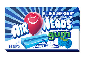 Airheads Gum Blue Raspberry Flavor (12 Packs Per Box)