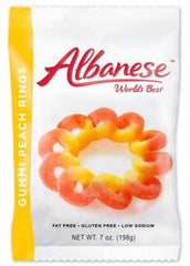 Albanese Peach Gummy Ring Peg Bag 7 oz Each Bags Quantity 3 Bags Sweet Browse at UsaCandyWholesale.Com