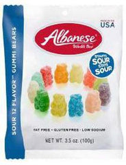 Albanese Sour Gummy Bears 12 Flavors Peg Bag 3.5 oz Each Bag Quantity 3 Bags Sweet Browse at UsaCandyWholesale.Com