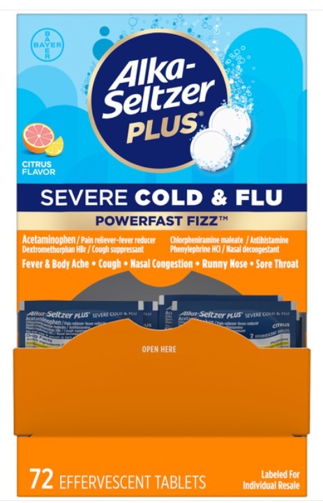 Alka Seltzer Plus Cold & Flu Pain Relief Each Packet Bring 2 Pills Quantity 2 Tablets Per Packet 36 Packets Per Box Happy Browse at UsaCandyWholesale.Com