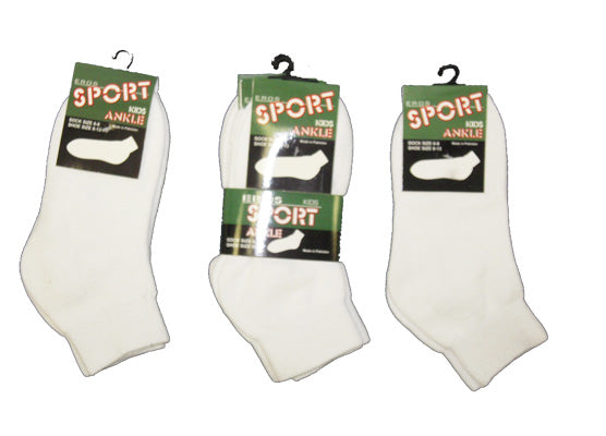 Ankle Socks White Color Size 11 to 13 By Gem Rock Quantity 12 Pairs Happy Browse at UsaCandyWholesale.Com
