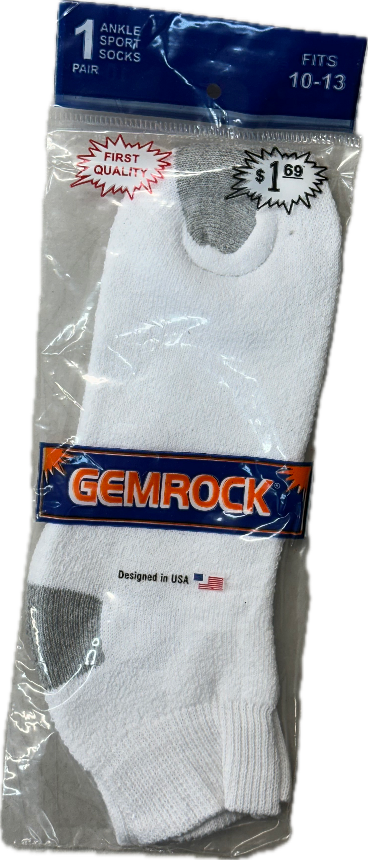 Ankle Socks White Color Size 9 to 11 By Gem Rock Quantity 12 Pairs Happy Browse at UsaCandyWholesale.Com