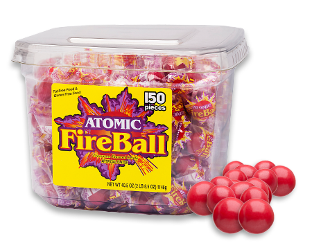 Atomic Fireball Cinnamon Flavor Candy Quantity 150 Pieces Per Jar Sweet Browse at UsaCandyWholesale.Com
