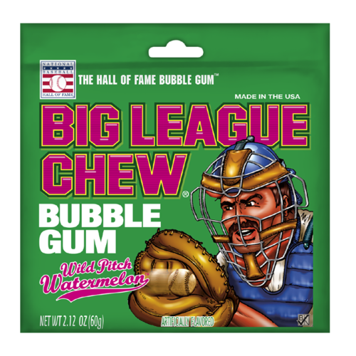 Big League Chew Bubble Gum Watermelon Flavor 2.12 oz Each Pack Quantity 12 Packs Per Box Sweet Browse at UsaCandyWholesale.Com
