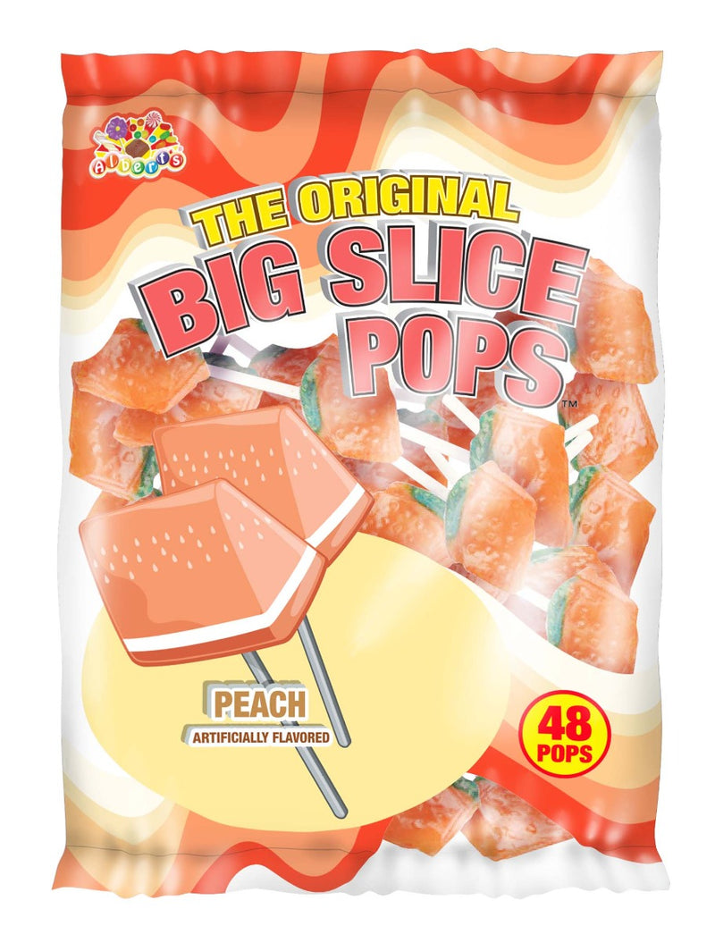 Big Slice Pops By Alberts Peach Flavor (48 Pops Per Bag)