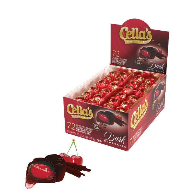 Cella’s Dark Chocolate Covered Cherries Wrapped (72 Pieces Per Box)