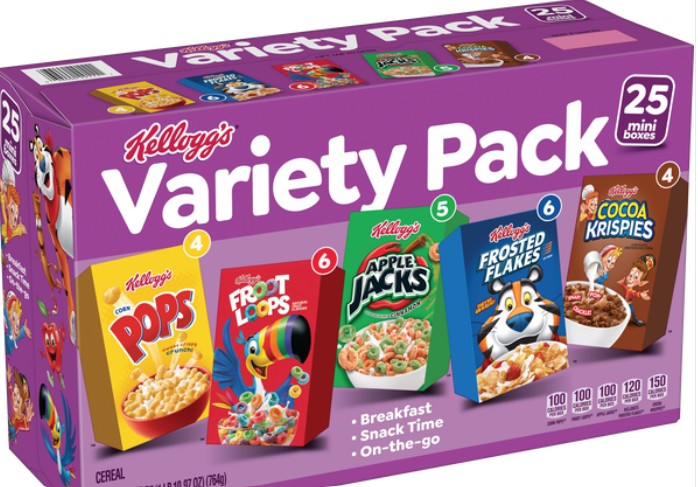 Cereal Mini Box By Kellogg's Variety Packs Quantity 25 Packs Per Box Sweet Browse at UsaCandyWholesale.Com
