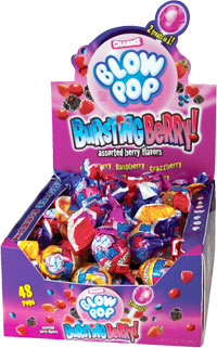 Charms Blow Pops - Bursting Berry Flavor Quantity : 48 Pops Per Box Sweet Browse at UsaCandyWholesale.Com