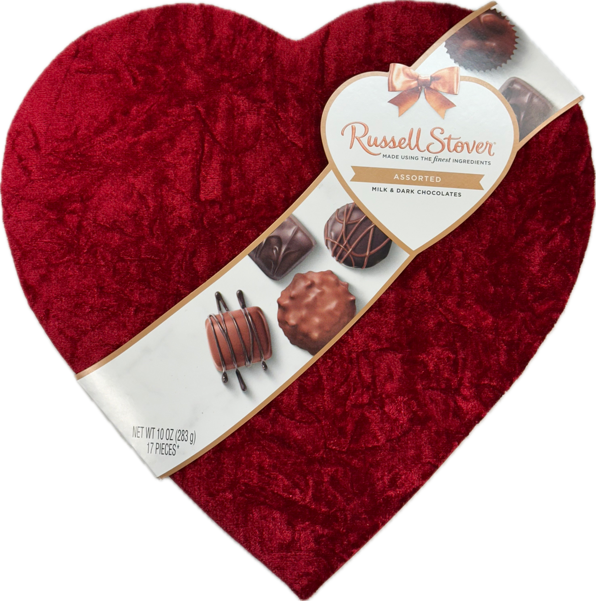 Chocolate Heart Assorted Milk and Dark Chocolate 10 oz By Russell Quantity 17 Pieces Per Heart Sweet Browse at UsaCandyWholesale.Com