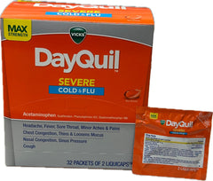 DayQuil Liqui Caps Sever Cold & Flu Quantity 2 Pills Per Packet 32 Packets Per Box Happy Browse at UsaCandyWholesale.Com