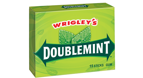 Doublemint Bubble Gum Slim Pack By Wrigley's Quantity 15 Sticks Per Pack 10 Packs Per Box Sweet Browse at UsaCandyWholesale.Com