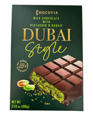 Dubai Milk Chocolate Stuffed with Pistachio & Kataif  3.53 oz  (10 Bars Per Box)
