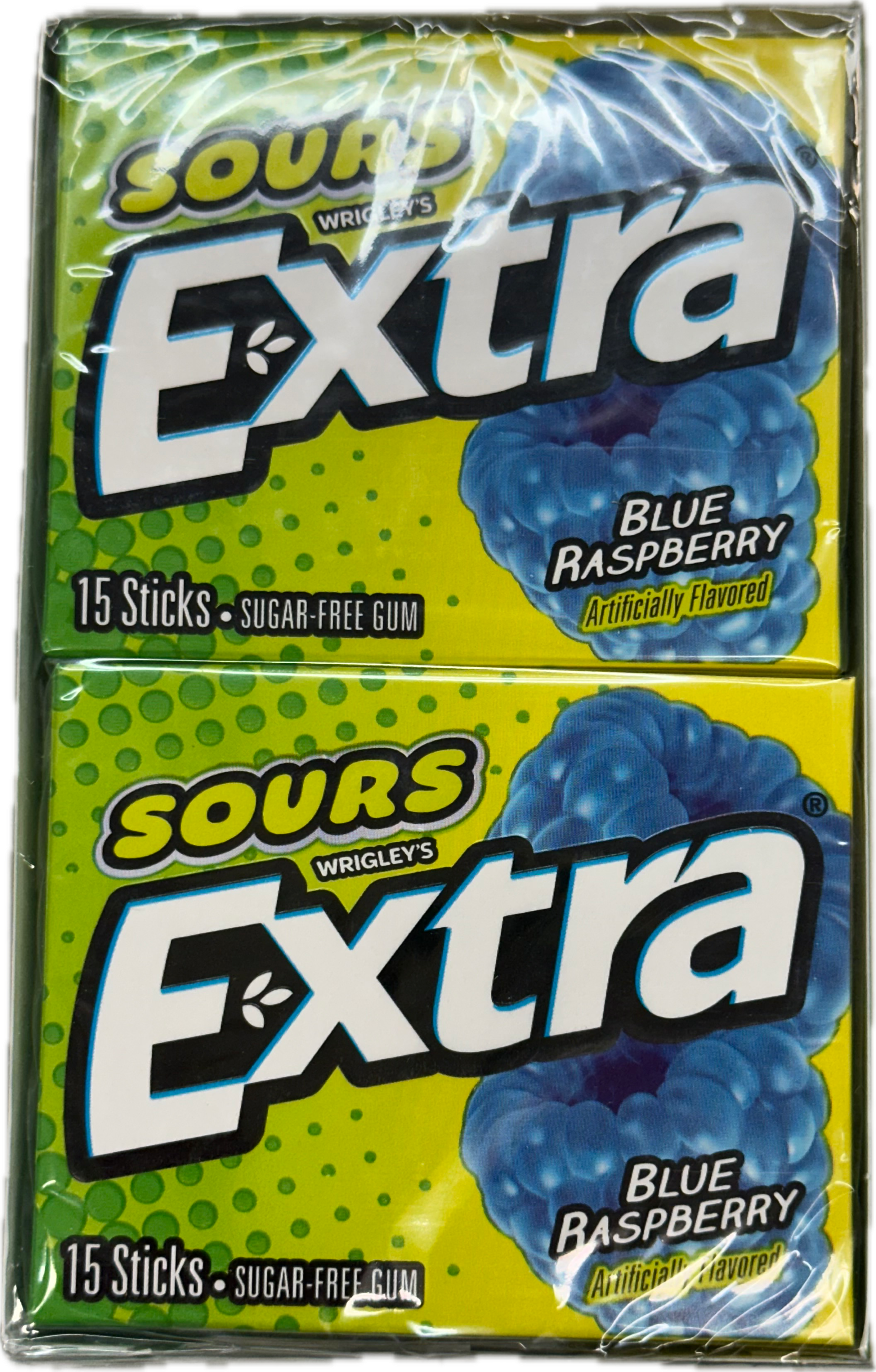 Extra Gum Sour Blue Raspberry (10 Packs-Box)  at UsaCandyWholesale.Com