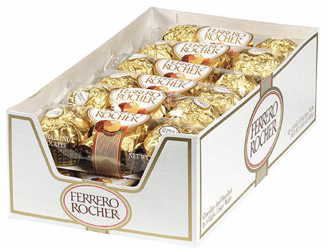 Ferrero Rocher Hazelnut Covered Chocolate 1.3 oz (12 Packs Per Box)