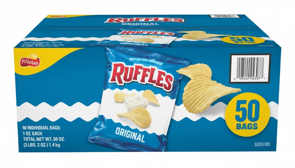 Frito Lay Ruffles Original Chips 1 oz Each Pack Quantity 50 Packs Per Case Sweet Browse at UsaCandyWholesale.Com