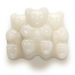 Gummy Bears Strawberry Banana Flavor  White Color Bulk Gummy  Individual Unwrapped Candy By Albanese QTY 4.5 Lbs Per Bag Sweet Browse at: UsaCandyWholesale.Com