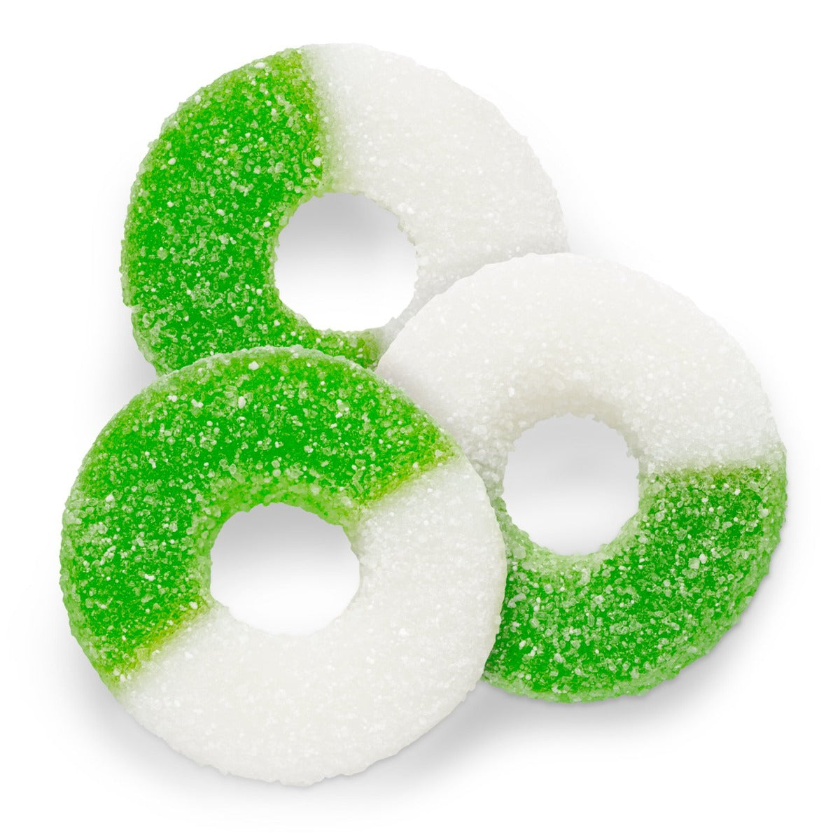 Gummy Ring Apple Flavor Chewy and Gummy Bulk Candy Individual Unwrapped Candy By Albanese Quantity 4.5 Pounds Per Bag Sweet Browse at UsaCandyWholesale.Com