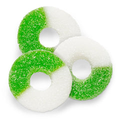 Gummy Ring Apple Flavor Chewy and Gummy Bulk Candy Individual Unwrapped Candy By Albanese Quantity 4.5 Pounds Per Bag Sweet Browse at UsaCandyWholesale.Com