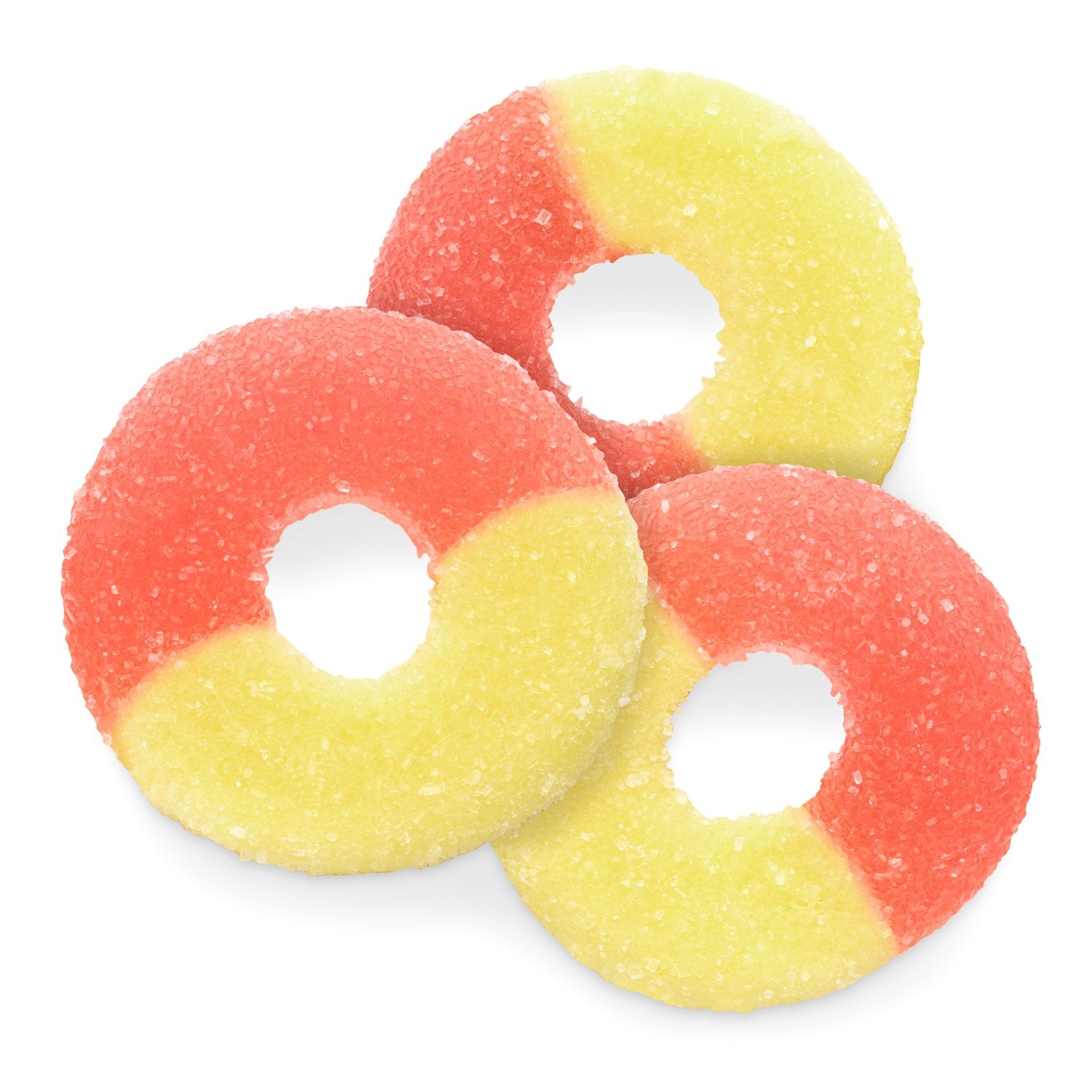 Gummy Ring Strawberry Banana Bulk Candy Individual Unwrapped Candy By Albanese Quantity 4.5 Pounds Per Bag Sweet Browse at UsaCandyWholesale.Com