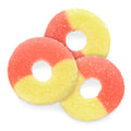 Gummy Ring Strawberry Banana Bulk Candy Individual Unwrapped Candy By Albanese Quantity 4.5 Pounds Per Bag Sweet Browse at UsaCandyWholesale.Com