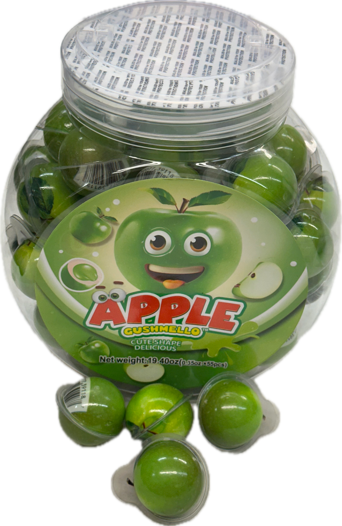 Gushmello Apple Gummy Candy  (55 Pieces-Jar) at UsaCandyWholesale.Com
