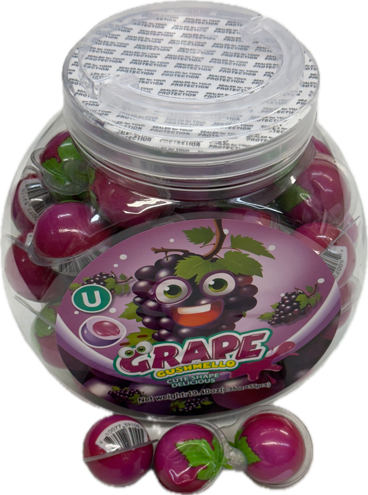 Gushmello Grape Gummy Candy (55 Pieces - Jar) at UsaCandyWholesale.Com