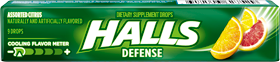 Halls Defense Assorted Citrus 100% Daily Vitamin C In each Drop Delicious Daily Defense Quantity 9 Drops Per Pack 20 Packs Sweet Browse at UsaCandyWholesale.Com