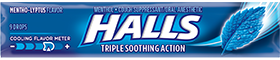 Halls Menthol Lyptus Triple Soothing Action Soothes Sore Throats Relieves Coughs Cools Quantity 20 Packs Per Box Sweet Browse at UsaCandyWholesale.Com