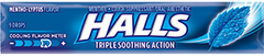Halls Menthol Lyptus Triple Soothing Action Soothes Sore Throats Relieves Coughs Cools Quantity 20 Packs Per Box Sweet Browse at UsaCandyWholesale.Com