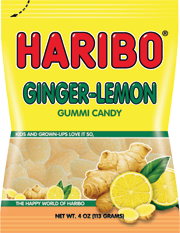 Haribo Ginger Lemon Gummy Candy 4 oz Each Bag Quantity 12 Bags Per Case Sweet Browse at UsaCandyWholesale.Com