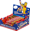 Haribo Mega Roulette Chewy Gummy Candy Each Roll 1.5 oz Quantity 24 Rolls Per Box Sweet Browse at: UsaCandyWholesale.Com