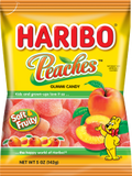 Haribo Peaches Gummy Candy 5 oz Each Bag Quantity 12 Bags Per Case Sweet Browse at UsaCandyWholesale.Com