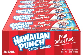 Hawaiian Punch Chews Bar Fruit Juicy Red .8 oz Each Bar Quantity 36 Bars Per Box Sweet Browse at UsaCandyWholesale.Com