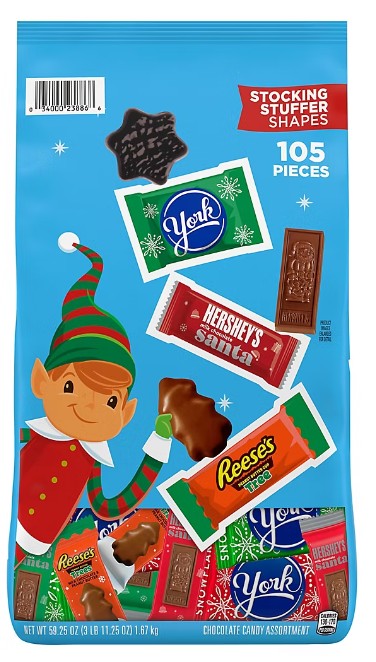 Hershey's Christmas Stocking Stuffer Shape Chocolate Individual Wrapped Quantity 105 Pieces Per Bag Sweet Browse at UsaCandyWholesale.Com