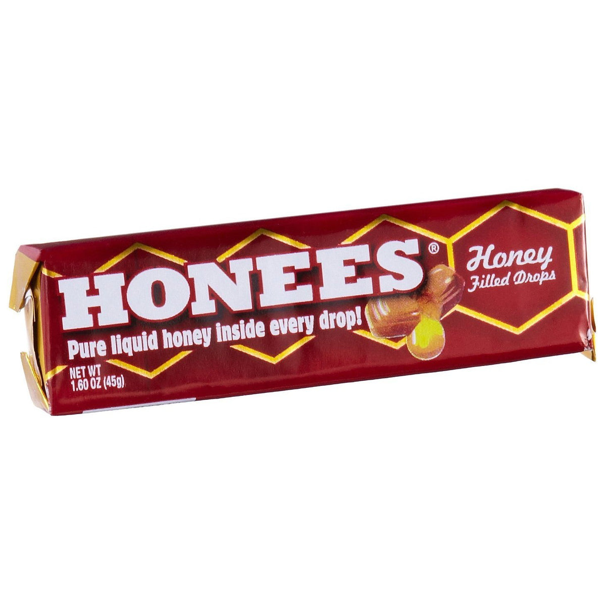 Honees Filled Drops Pure Liquid Honey Inside Every Drop 1.6 Each Pack Quantity 24 Packs Per Box Sweet Browse at UsaCandyWholesale.Com