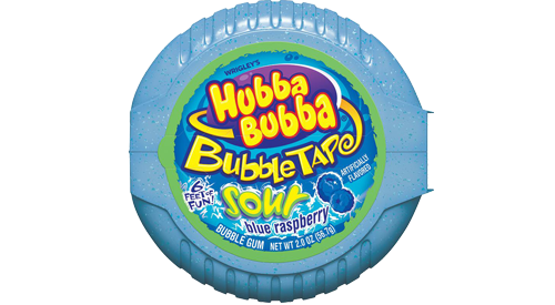 Hubba Bubba Bubble Tape Sour Blue Raspberry Flavor (12 Pieces Per Box)