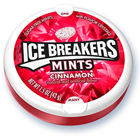 Ice Breakers By Hershey's Mints Cinnamon Flavor Sugar Free Mints with Cooling Crystals 1.5 oz Each Unit 8 Units Per Box Sweet Browse at UsaCandyWholesale.Com