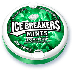 Ice Breakers Mints Spearmint Flavor By Hershey's Sugar Free Mints with Cooling Crystals 1.5 oz Each Unit  8 Units Per Box Sweet Browse at UsaCandyWholesale.Com