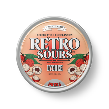 Iconic Retro Sours Lychee Size 2.12 oz Each Unit Quantity 8 Units Per Box Sweet Browse at UsaCandyWholesale.Com