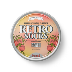 Iconic Retro Sours Peach Size 2.12 oz Each Unit Quantity 8 Units Per Box Sweet Browse at UsaCandyWholesale.Com