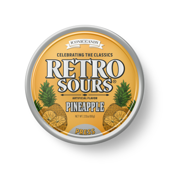 Iconic Retro Sours Pineapple Size 2.12 oz Each Unit Quantity 8 Units Per Box Sweet Browse at UsaCandyWholesale.Com
