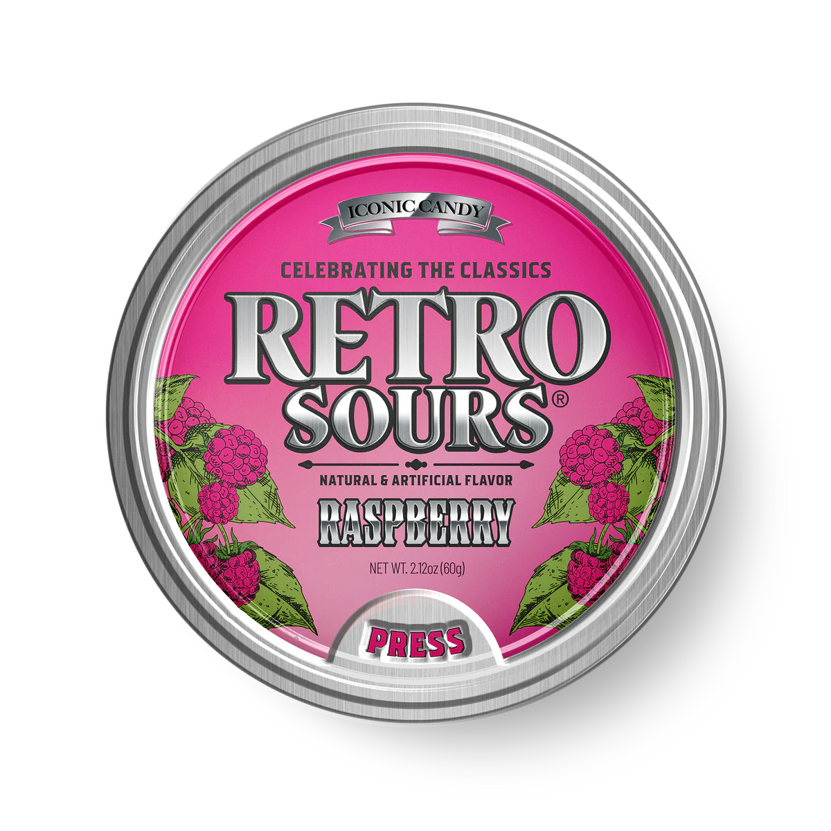 Iconic Retro Sours Raspberry 2.12 oz Each Unit Quantity 8 Units Per Box Sweet Browse at UsaCandyWholesale.Com